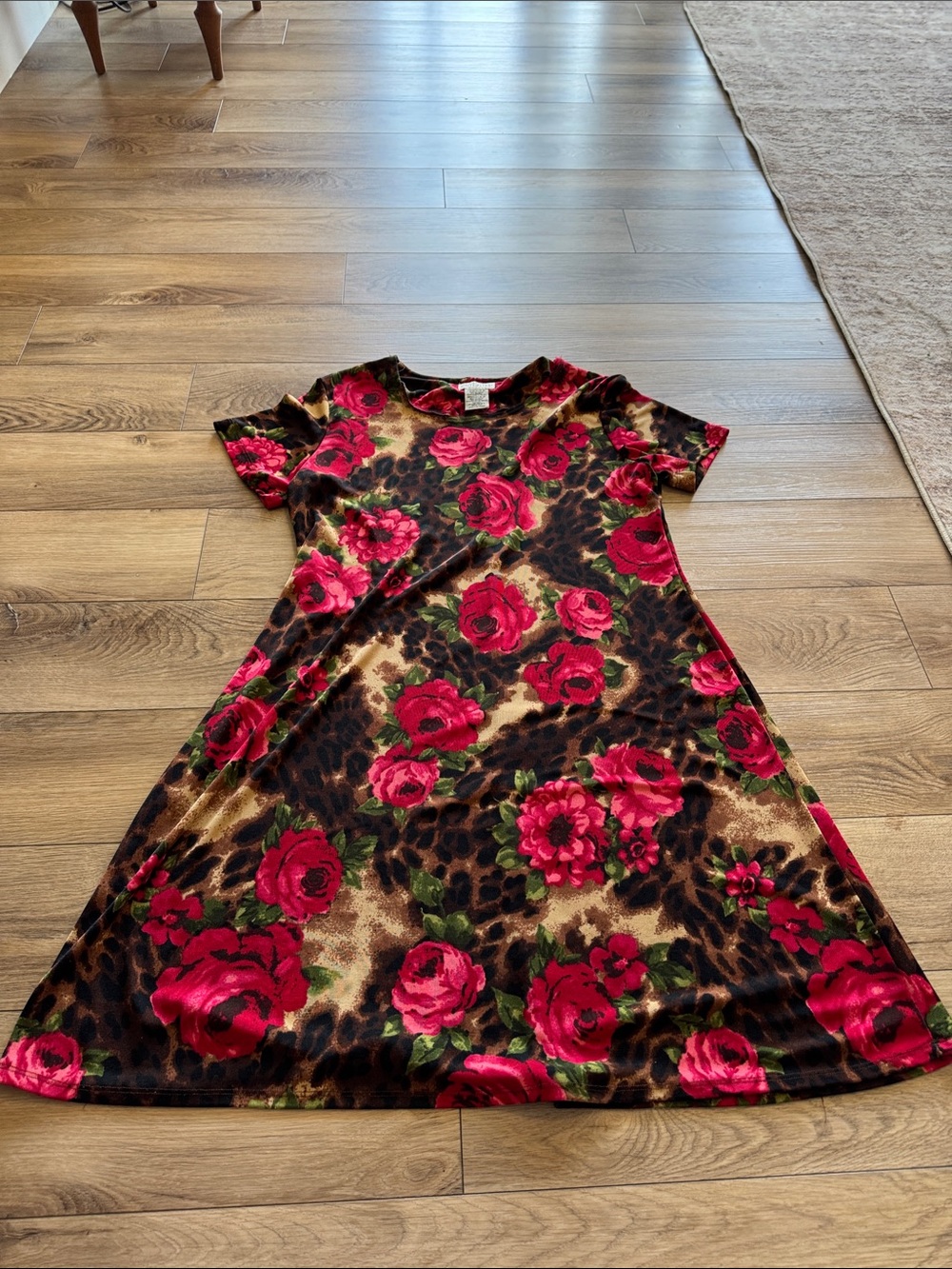 VINTAGE Floral Leopard Print Dress